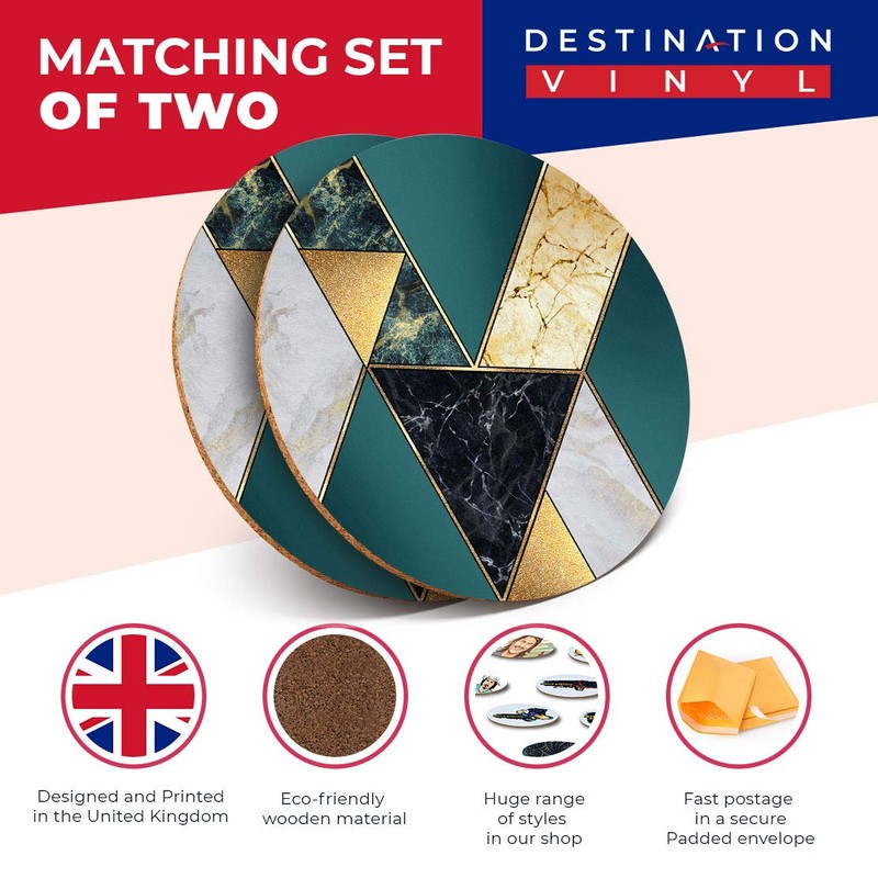 Destination Vinyl ltd 2 x MDF Glossy Top Coasters Round