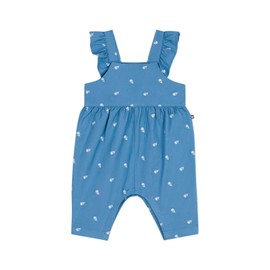 Petit Bateau Baby Girls' Long Overalls, blue/white
