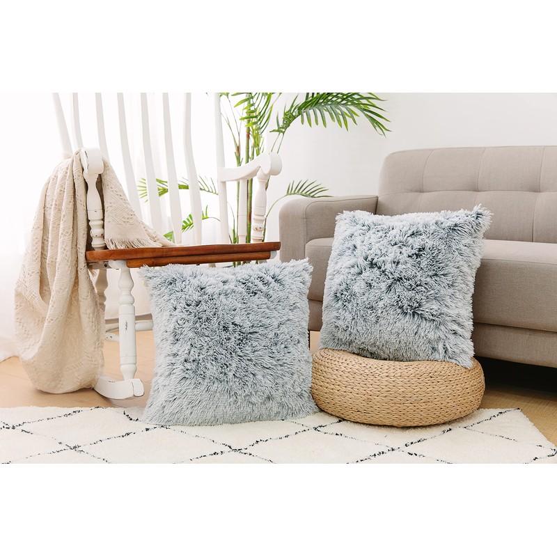 NordECO HOME Decorative Cushion Covers, Cuddly, Fluffy, Soft, Plush, Artificial