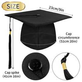 Keelyy Graduation Hat, Unisex, Adjustable, for Graduation from University, PhD Hat, Black