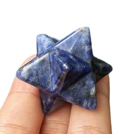 Manekieko Manekieko Natural Sodalite Merkaba Crystal Protection Sacred Meditation Energy Healing Chakra,25mm Hexagonal Star Crystals and Healing Stone