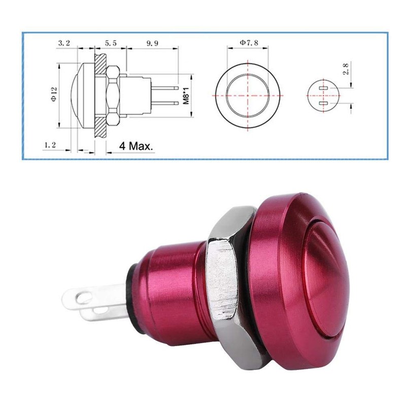 8mm Momentary Push Button Switch, Mini Waterproof Round Push Button