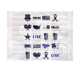 General Nail Decals -Thin Blue Line Police Nail Art Decals