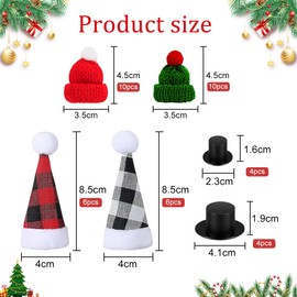 MorLuks 40 Piece Mini Christmas Hat Set, Mini Top Hat, Small Christmas Hats, Mini Knitted Hat for Christmas, Mini Christmas Hats for Bottles, Dollhouse Decoration, Christmas Parties