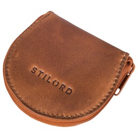 STILORD 'Benji' Mini Leather Wallet Viennese Box Vintage High Quality Coin Purse Shake Purse Key Organiser Coin Case Made of Genuine Leather, Cognac - Glossy, coin purse