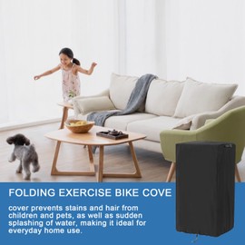Rilime Folding Exercise Bike Cover,Dustproof Stationary Bike Storage Cover Foldable Indoor Spin Bike Cover,56"H x 22"L x 20"W(Black)