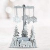 Silver Winter Cabin Candle Spinner - Silver Plated Laser Cut