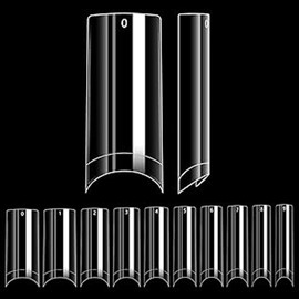 Adonafy Clear Acrylic Nail Tips: 240 Pcs Nail Tips for Acrylic Extensions for Women Girls - No C Curve Square Nail Tips for Salon Home Manicure - 10 Sizes