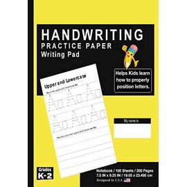 Handwriting Practice Paper Writing Pad: Solid Yellow - Kids Primary Journal Writing Tablet Notebook - For Learning Upper & Lowercase Alphabet ABC's - For Home & School [Classic]