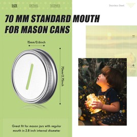 Stainless Steel Coin Slot Bank Lid Compatible with Mason Jars Canning Jars Money Saving Jars Metal Coin Slot Lid for Regular Mouth Ball, Canning Jars, 70 mm (24 Pieces)