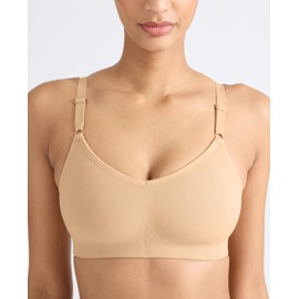 KNIX Good to Go Seamless Bra -Wireless Bras for Women, Medium Support, Seamless Comfort, V-Neckline and Scooped Back - Machine Washable - Warm Sand, 32A (1 Pack)