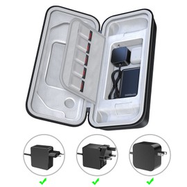 Mooroer Steam Deck Case, 12 in 1 Steam Deck Carrying Case Built-in AC Adapter Charger Storage, Steam Deck Accessories Bundle with Protective Case & Touch Skin Sticker & Thumb Grips, Black