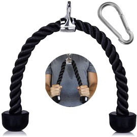Tricep Rope Pull Down, Heavy Duty 27-inch Rope Length, Gym Accessories Coated Nylon Rope with Stainless Steel Snap Hook for Gym Workout Exercise