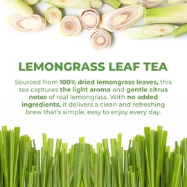 LeafLea Lemongrass Tea Bags, 40 Count, 100% Natural Lemongrass Leaves, Te Limon Grass, Te de Limoncillo Herbal Tea with Smooth Light Aroma, Sugar-Free, Caffeine-Free, Non-GMO, Vegan Friendly