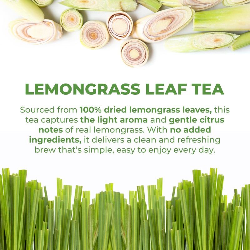 LeafLea Lemongrass Tea Bags, 40 Count, 100% Natural Lemongrass Leaves,