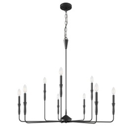 Aiwen Farmhouse 9-Light Pendant Light Fixture 41.3 inch Black Finish Candle Chandelier Industrial Modern Adjustable Hanging Ceiling Lighting for Living Room Kitchen Foyer E12