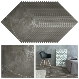 48 Pieces Vinyl Flooring Peel and Stick Floor Tile Stick on Floor Tile Self Adhesive Waterproof Bathroom 12 x 12 Inch Floor Tile for Bathroom Kitchen Bedroom Living Room (Gray Marble)