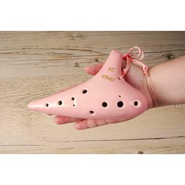TNG Alto C-Tube Ocarina 12 Hole, Pink, With Case, Strap, With Finger Chart