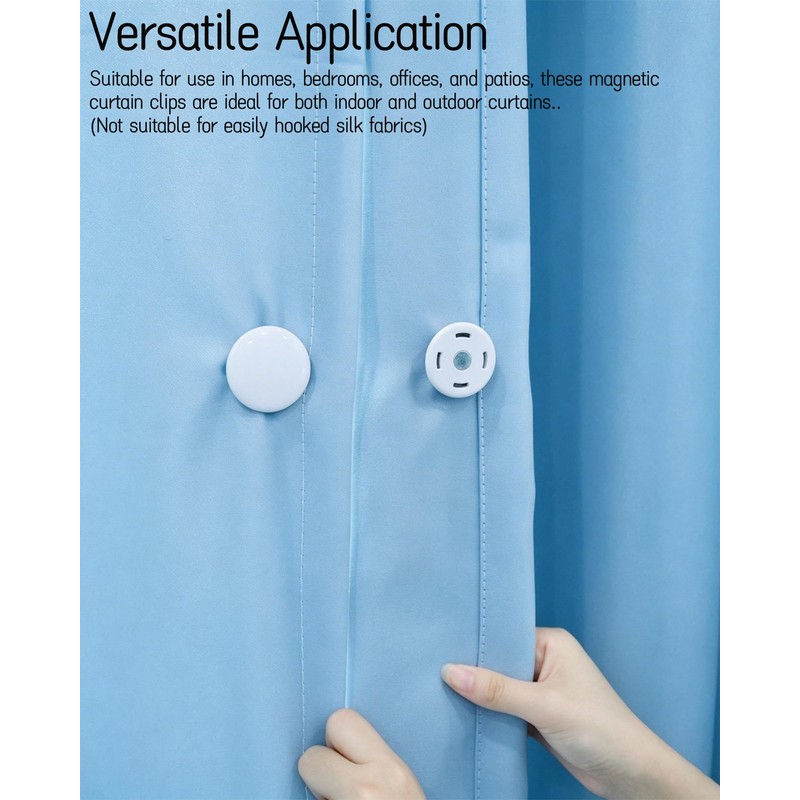 4 Pairs Magnetic Curtain Clips for Privacy Protection - Detachable