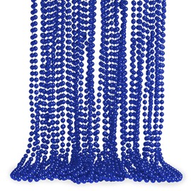 Artlunar 24 PCS Mardi Gras Beads, Blue Christmas Bead Stuff Party Favors, 33" Mardi Gras Beads Necklaces, Festival Parade Throw Accessories For Wedding Birthday Celebrations Decorations (Blue)