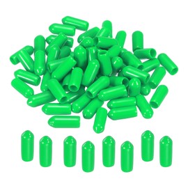 sourcing map Pack of 50 Rubber End Caps 5 mm PVC Vinyl Plastic Protective Caps Cover for Screws Bolts Thread Metal Rods Electric Cables, Wire Ropes, Bowden Cable, Round Pipe, Fence Posts, Green