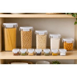 12PCS Food Storage Containers with Lids - Plastic Kitchen Pantry Organizer for Dry Goods, Flour, Sugar