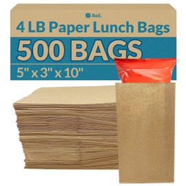 Reli. Brown Paper Bags | 500 Count | Paper Lunch Bags Ideal for Small Lunches and Crafts | Perfect for Sandwiches and Snacks