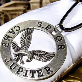 PRINCESS CUTENESS STORE Percy Jackson SPQR Eagle Camp Jupiter Silver Tone Pendant Black Cord Necklace