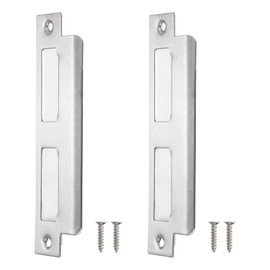 sourcing map Door Strike Plate, 2Pcs 145mm x 40mm 201 Stainless Steel Latch Deadbolt Strike Plate for Door Frame Door Jamb, Silver