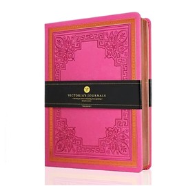 Victoria`s Journals Vintage notebook, Classic A5 journal, Leather Hard Cover, Hardback notebook, Quality design Diary (Pink)