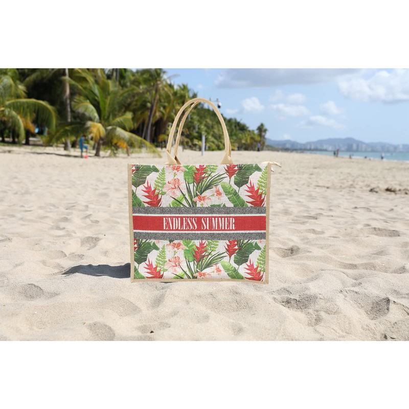 JNF - Bolsa de playa de paja de yute para