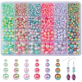 LAPLBEKE 1890 Piece Bead Set for Bracelets, 6 Colours Gradient Beads for Threading, Craft Beads for Jewellery Making, DIY Earrings, Necklaces, Crafts (Starry Clear Sky)