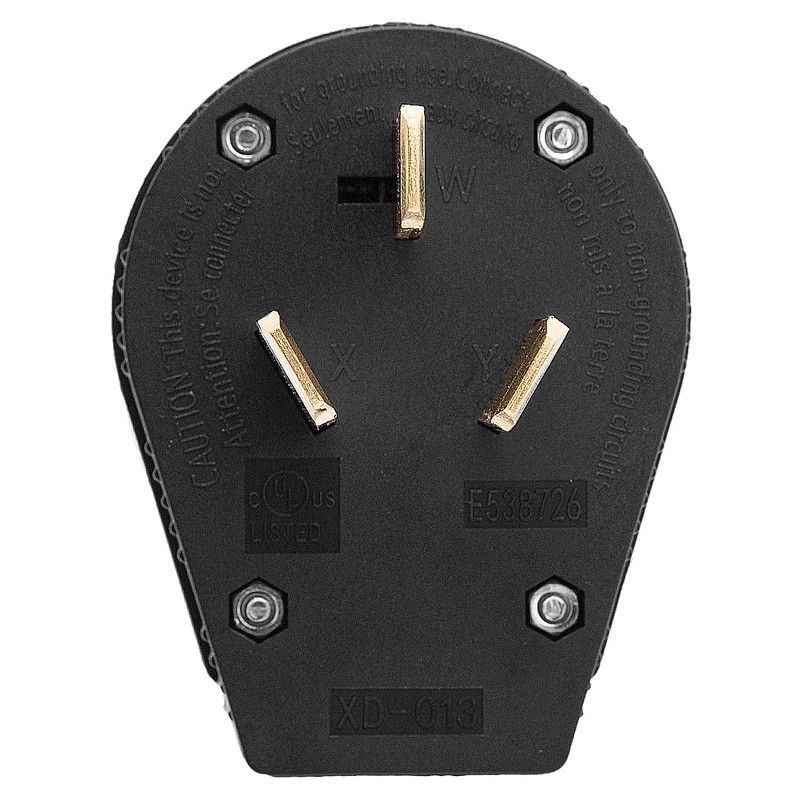 50Amp 3-Prong Dryer Nema 10-50P Plug 30/50A, 125/250V Angle Plug,