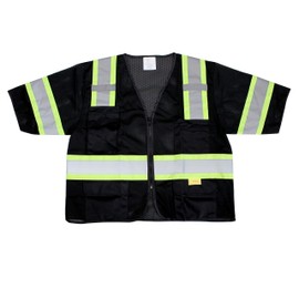 (Set of 3) Troy Safety MV7813 Class 3 Two Tones High Visibility Reflective Strips Breathable Ployester Mesh Vest W/Pockets | ANSI ISEA 107-2015 Certified (L, Lime)