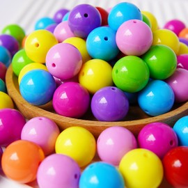 Assorted 20mm Bubblegum Beads for Beaded Pens, Necklace, Bracelet, Keychains, Acrylic Beads DIY Kit 20 mm Beads for Pens Plastic Beads for Pens Making 110 Pcs (Solid110)