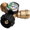 DOZYANT Propane Tank Y Splitter Adapter with Propane Gauge, 2