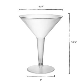 Party Essentials Plastic Two Piece 8-Ounce Martini Glasses/Party Cups, Clear, 20 Count
