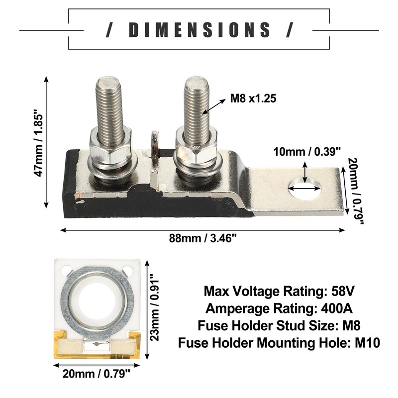 X AUTOHAUX 400A MRBF Terminal Fuse Block Kit, Double Studs