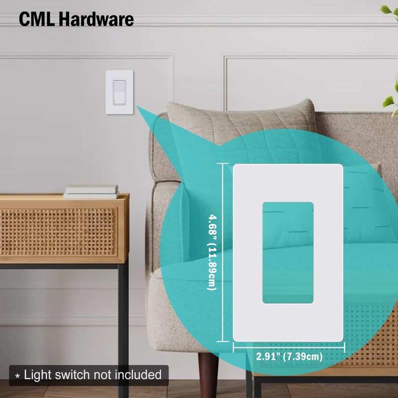 CML Decorator Screwless Wall Plate, 1-Gang Receptacle Outlet Cover, 8