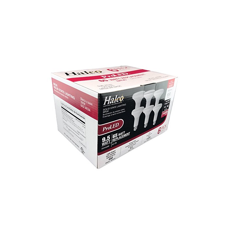 Halco 82068 BR30FL9/830/ECO/LED/6PK 9.5W BR30 3000K E26 Medium Base LED