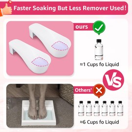 Toe Nail Soaking Bowl Acetone Proof: 1Pair Soak Off Dip Powder Gel Polish Remover - Manicure Bowl for Toenails Soaking with Cuticle Pusher, Cuticle Peeler, Nail File Buffer (White)