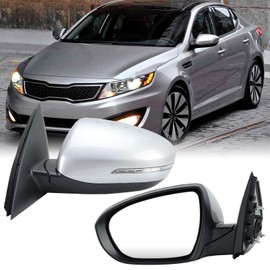MOFOAP Driver Mirror Compatible with 2014 2015 Kia Optima Mirrors with Heated,Turn Signal Light,Power Glass,Manual Folding,Silvery (6 Pins)