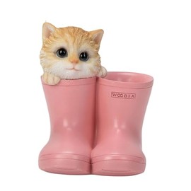 ウービア 茶トラ猫長靴ジャー 9.8×9×11㎝ 人形 フィギュア 置き物 アニマル 動物 ガーデン 装飾 リアル かわいい ネコ H23233-1