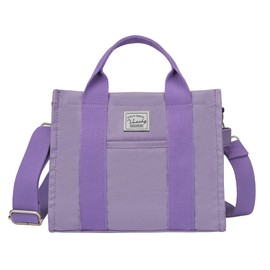 Bolsas de Mujer, VASCHY Bolso Pequeño Bolso de Lona Bolsa Tote de Trabajo Crossbody Bandolera Mini Bolsa de Hombro para Mujeres Profesores, Morado Claro