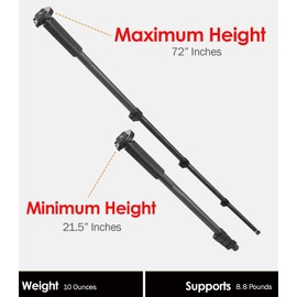 Professional Black 72" Monopod/Unipod (Quick Release) for Panasonic Lumix G X Vario PZ 45-175mm f/4.0-5.6