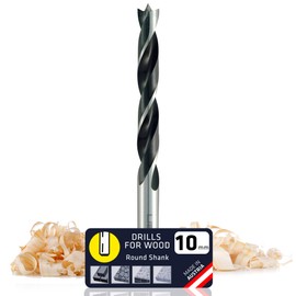 Alpen Wood Drill Bit 10 mm metric for Hard and Soft Wood - Extra Sharp Edges for Precise Holes and Effortless Drilling - Durable Drill Bit Kit for Fast woodworking (10mm)