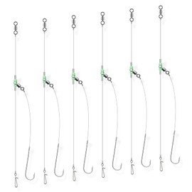 Dr.Fish 6PCS Sea Fishing Rigs Beach Casting, Clipped sea rig Hook Size 2/0, Hand Tie Fishing Rigs Shore Fishing Single Hooks Ready for Use
