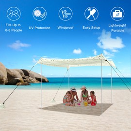 Beach Tent, Beach Canopy Sun Shade UPF 50+, Portable 10×10 FT Camping Sun Shelter with Sandbags, Poles, Ground Pegs and Anti-Wind Rope for Outdoor, Backyard, Picnics, Fishing