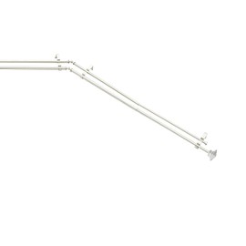 Kenney KN80722 Mission Step Square End Decorative Bay Window Double Curtain Rod, 78-144" Adjustable Length (22-37" Sides, 28-72" Middle) Brushed Nickel Finish, 3/4" Diameter Steel Tube