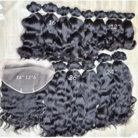 13X6 13x4 HD Lace Frontal Indian 4x4 6x6 5x5 HD Lace Closure With Baby Hair Bundles With Hd Swiss Lace Frontal Raw Human Haircolor: natural wave, stretched length: 24inches, toupee size: 5X5